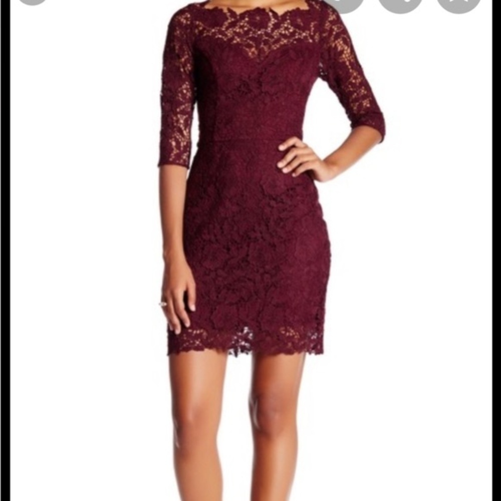 Burgundy Lace Cocktail Dress
